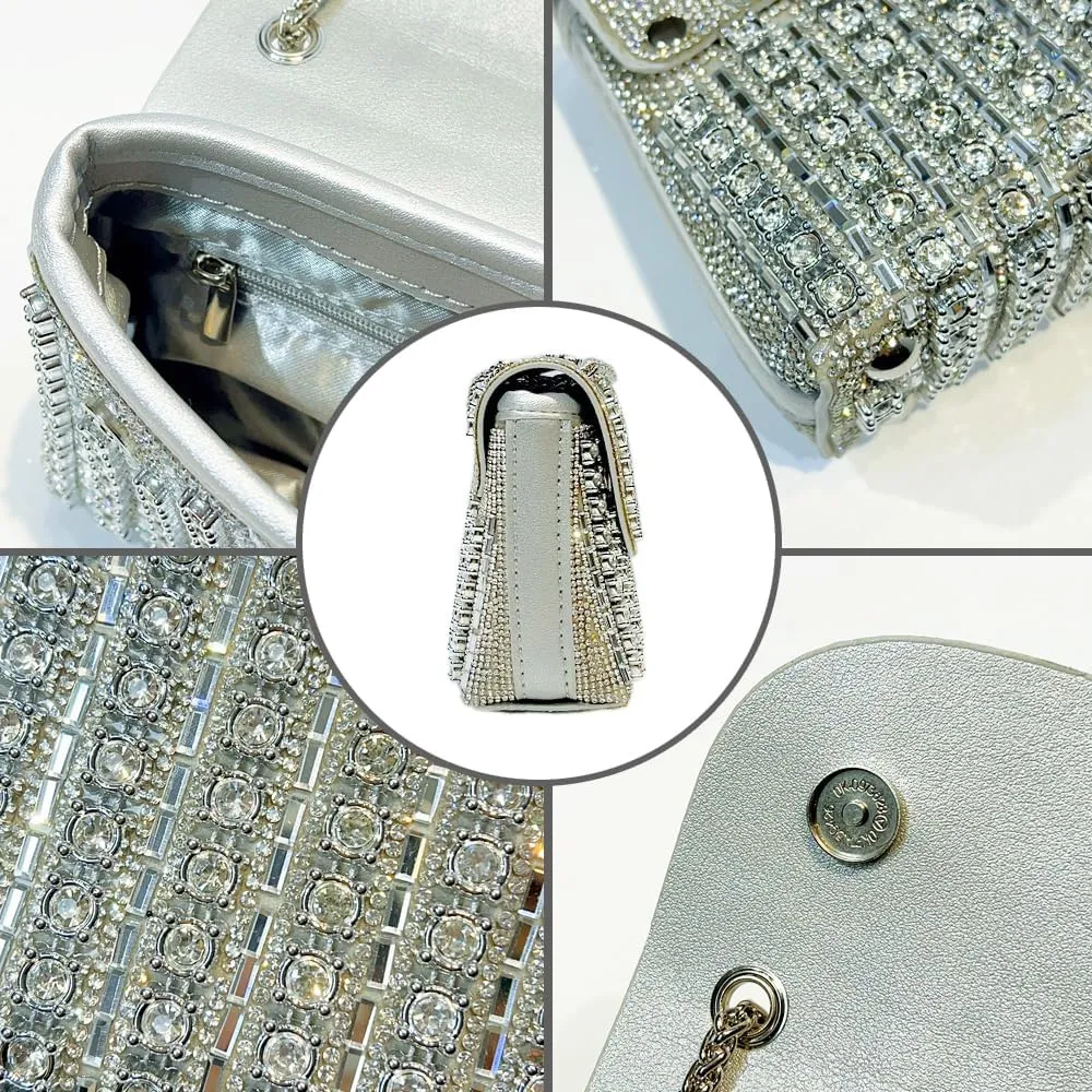Evening Clutch Bag for Women, Chain Shoulder Bags Rhinestones Handbags for Cocktail Prom Parties, Weddings