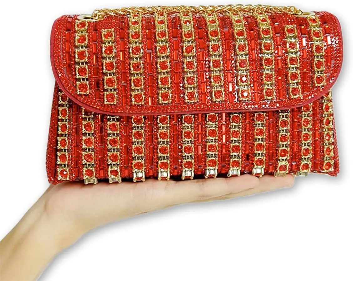 Evening Clutch Bag for Women, Chain Shoulder Bags Rhinestones Handbags for Cocktail Prom Parties, Weddings