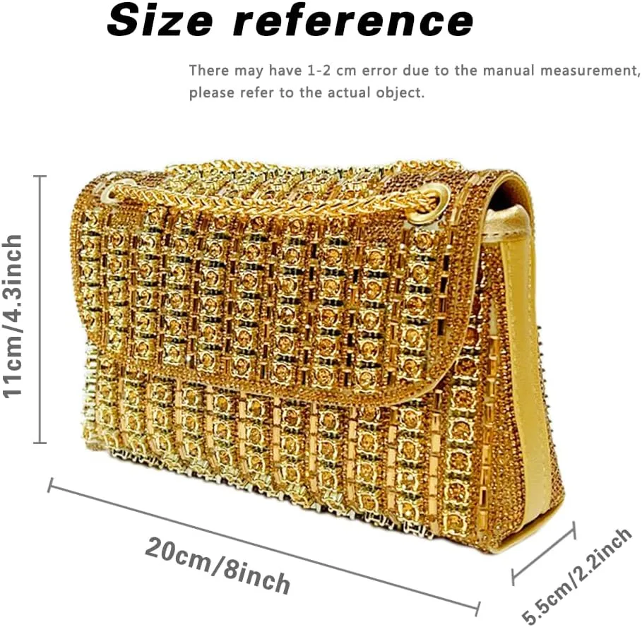 Evening Clutch Bag for Women, Chain Shoulder Bags Rhinestones Handbags for Cocktail Prom Parties, Weddings