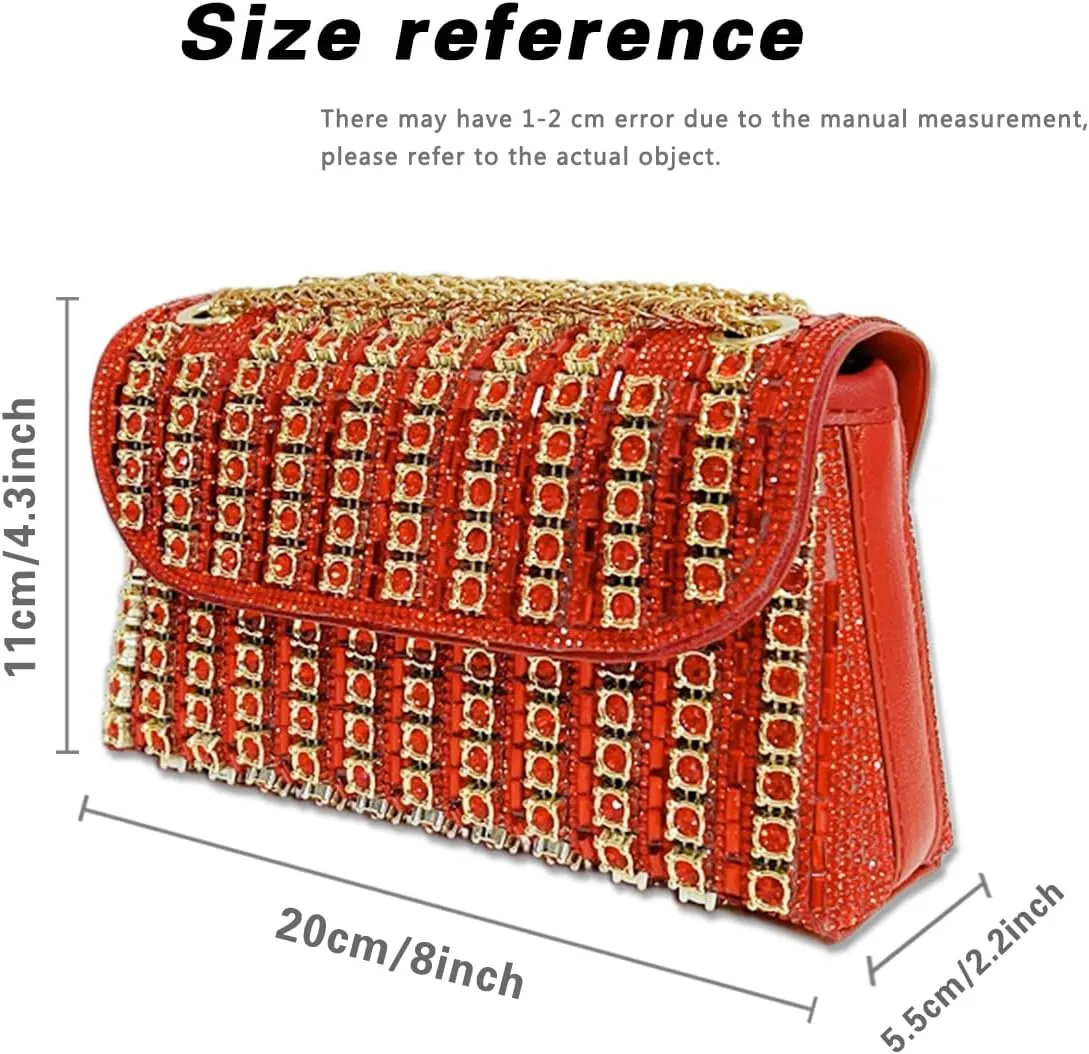 Evening Clutch Bag for Women, Chain Shoulder Bags Rhinestones Handbags for Cocktail Prom Parties, Weddings