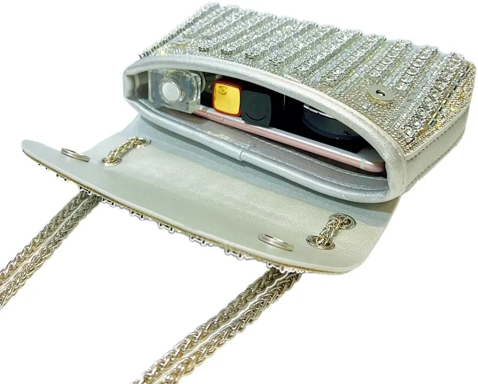 Evening Clutch Bag for Women, Chain Shoulder Bags Rhinestones Handbags for Cocktail Prom Parties, Weddings