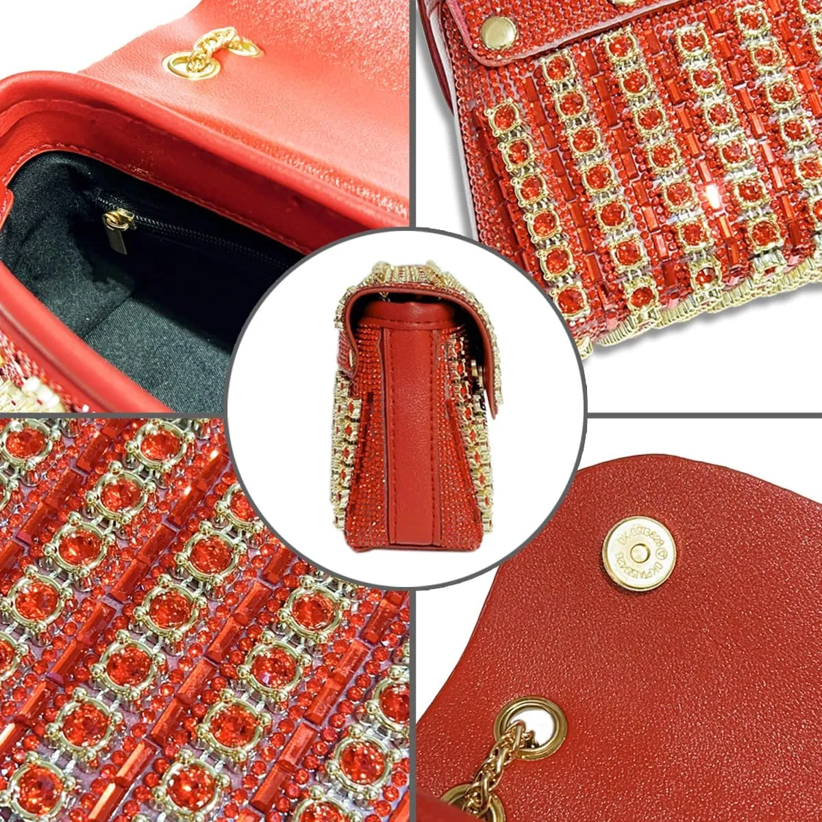 Evening Clutch Bag for Women, Chain Shoulder Bags Rhinestones Handbags for Cocktail Prom Parties, Weddings