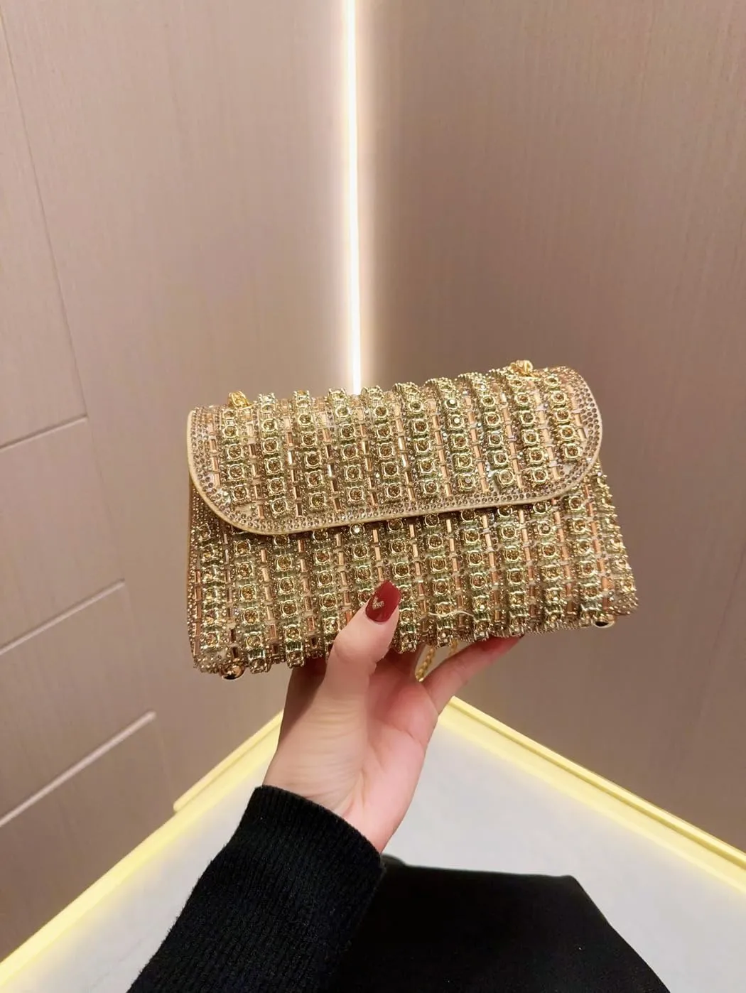 Evening Clutch Bag for Women, Chain Shoulder Bags Rhinestones Handbags for Cocktail Prom Parties, Weddings