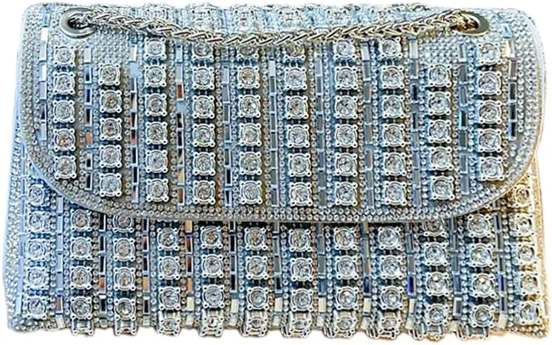 Evening Clutch Bag for Women, Chain Shoulder Bags Rhinestones Handbags for Cocktail Prom Parties, Weddings