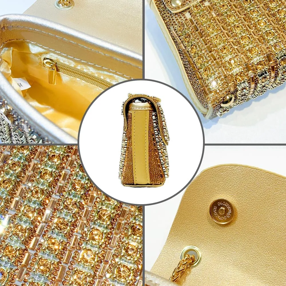 Evening Clutch Bag for Women, Chain Shoulder Bags Rhinestones Handbags for Cocktail Prom Parties, Weddings