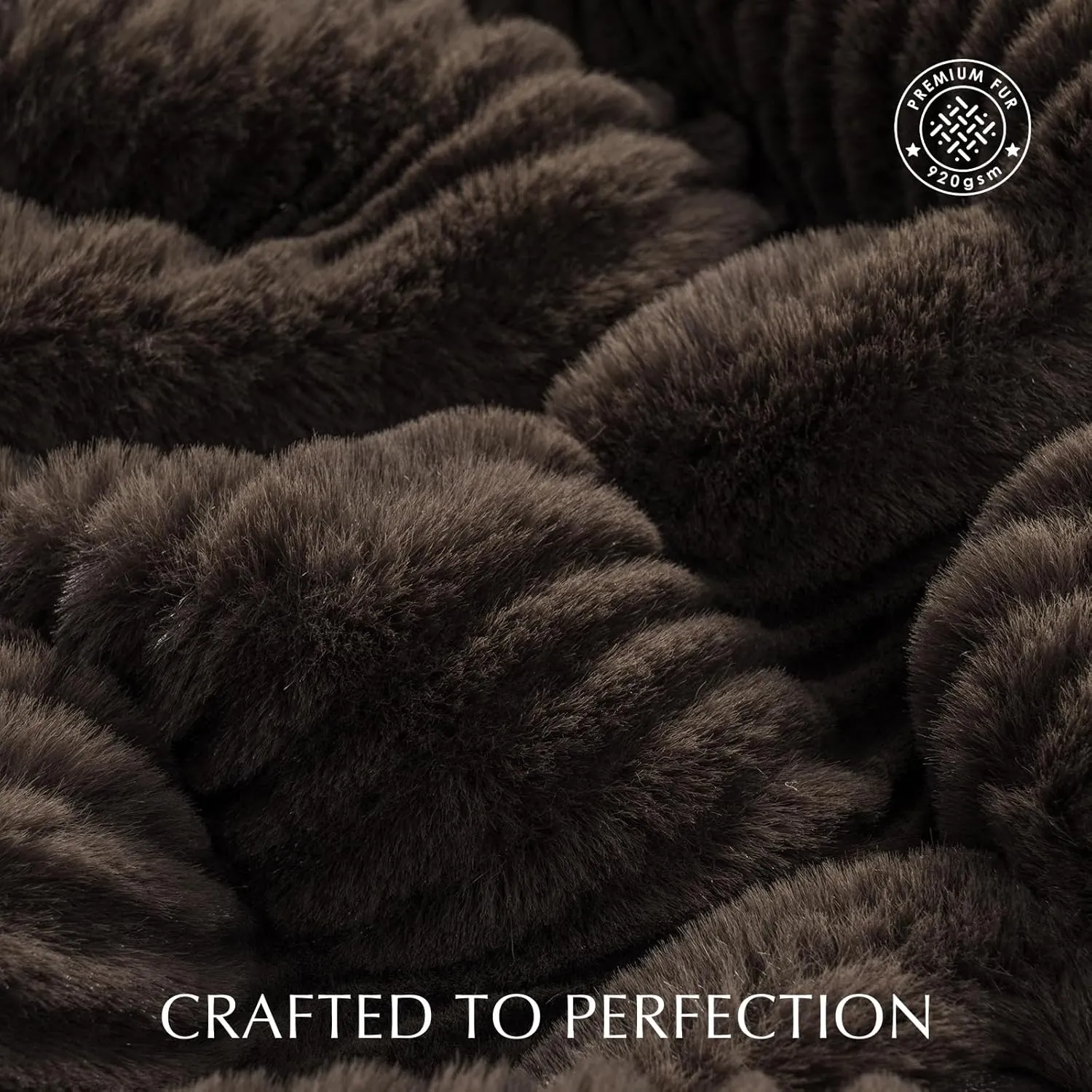 EVERGRACE Ultra Soft Faux Fur Throw Blanket for Couch, Luxury Sculpted Texture Faux Rabbit Fur Blanket for Bed, Fluffy Thick Plush Warm Fuzzy Throw, 920GSM (Dark Brown, 50''x60'')