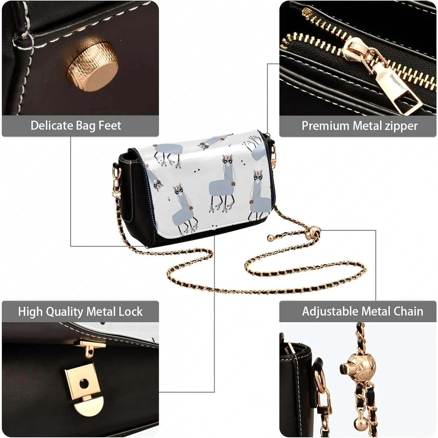 Everyday Shoulder Leather Bags, Shark Fin Whale Dolphin Women Crossbody Purse Fashion Satchel with Chain Strap