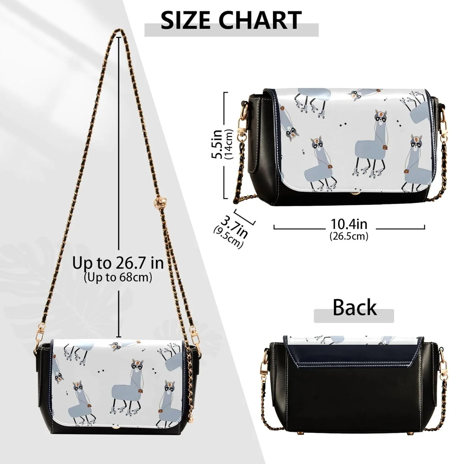Everyday Shoulder Leather Bags, Shark Fin Whale Dolphin Women Crossbody Purse Fashion Satchel with Chain Strap