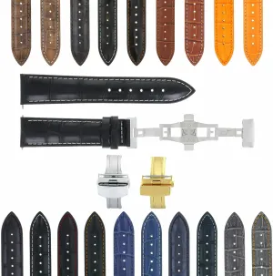 Ewatchparts 17-24mm Leather Watch Band Strap With Deployment Clasp Compatible With Panerai Watch 3B