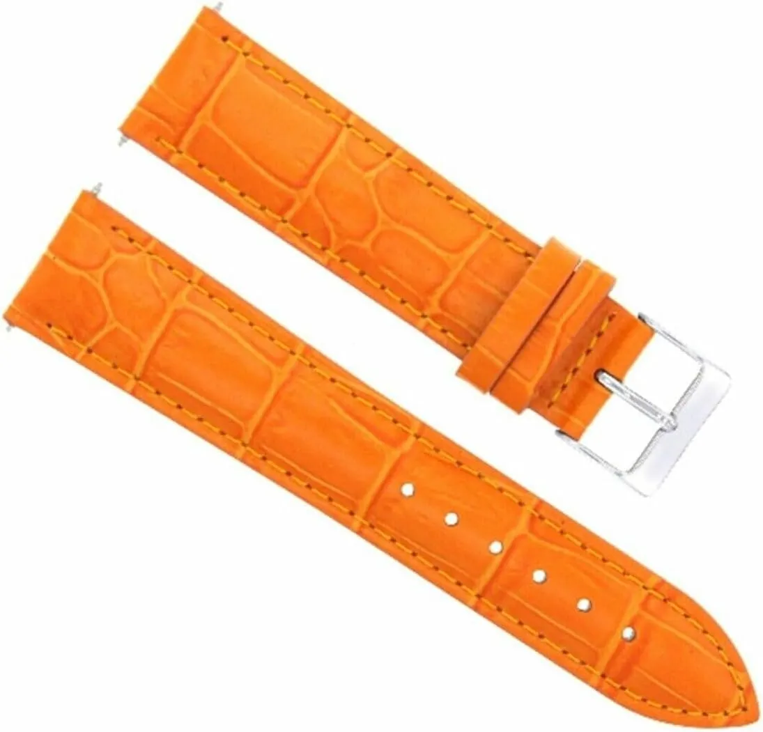 Ewatchparts 20mm Leather Watch Band Strap Compatible With Breguet Watch Orange