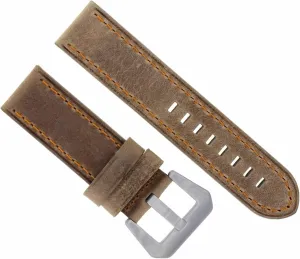 Ewatchparts 22mm Leather Watch Band Strap Compatible With Breitling Navitimer Chronomat Sand With Orange Stitching