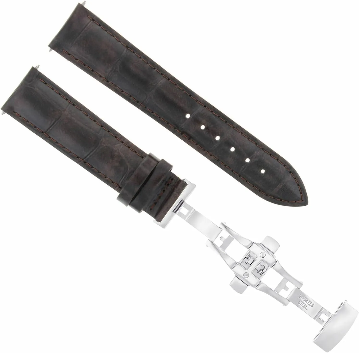 Ewatchparts 22mm Leather Watch Band Strap Compatible With Raymond Weil Freelancer 740-ST-30001 Brown