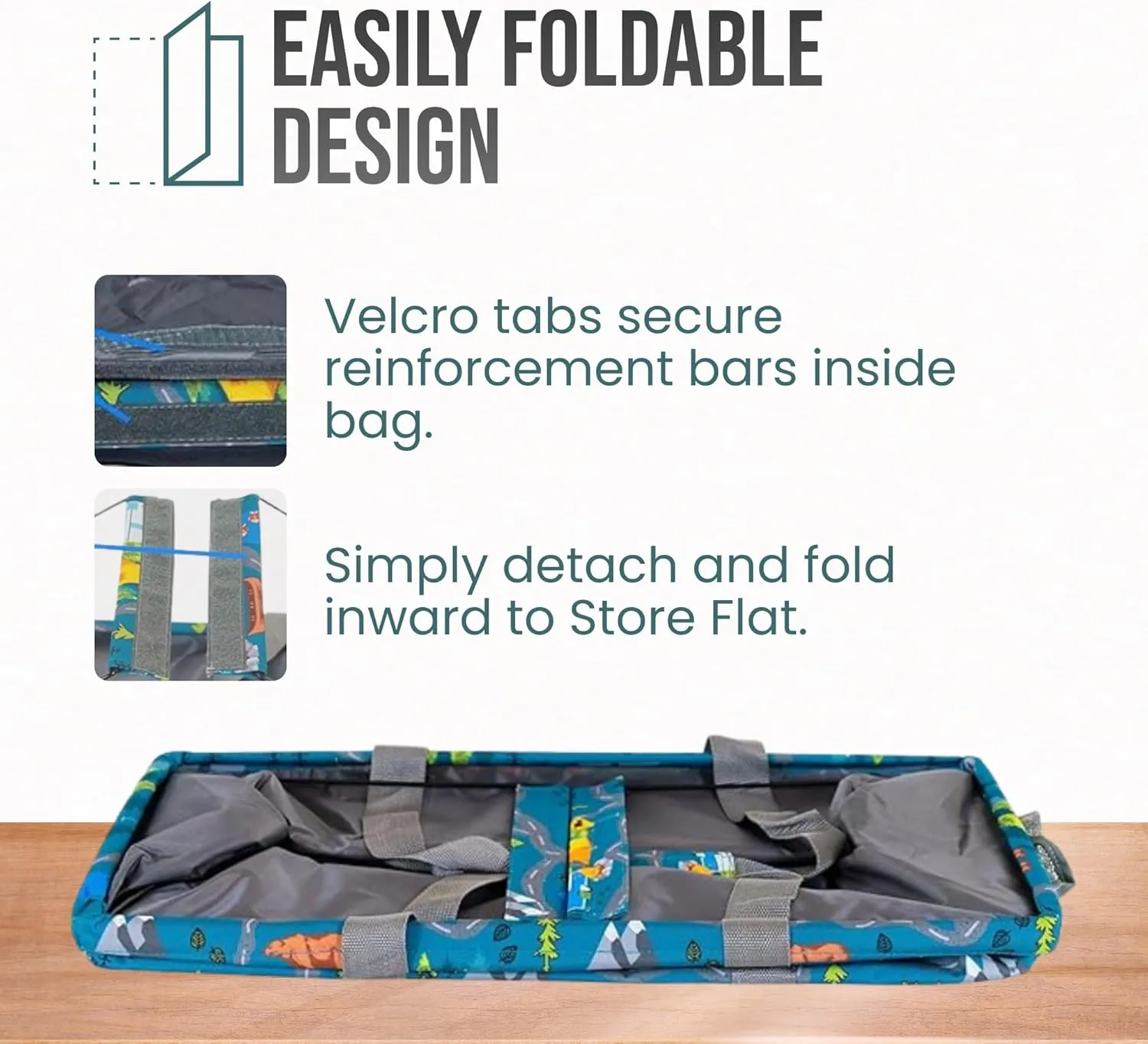 Extra Large Utility Tote Bag - Oversized Collapsible Reusable Wire Frame Rectangular Canvas Basket With Two Exterior Pockets For Beach, Pool, Laundry, Car Trunk, Storage - Camping