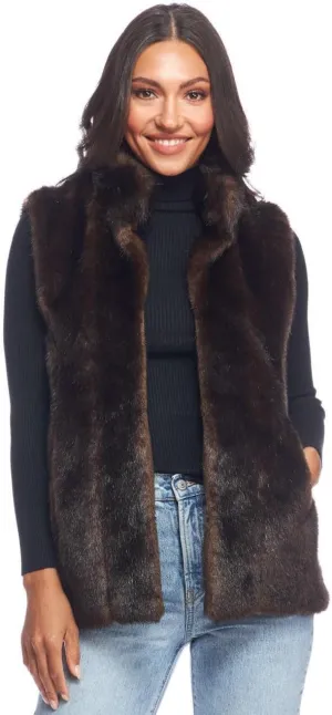 Fabulous-Furs Donna Salyers Black Mink Faux Fur Hook Vest