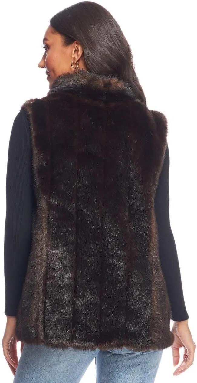 Fabulous-Furs Donna Salyers Black Mink Faux Fur Hook Vest