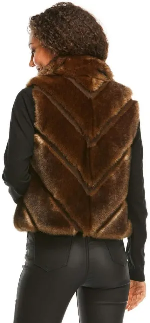 Fabulous-Furs Donna Salyers Chevron Reversible Faux Fur Zip Vest