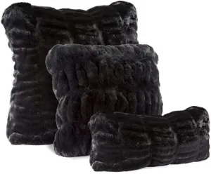 Fabulous-Furs Donna Salyers Couture Collection Onyx Mink Faux Fur Pillows, Onyx, 18x18