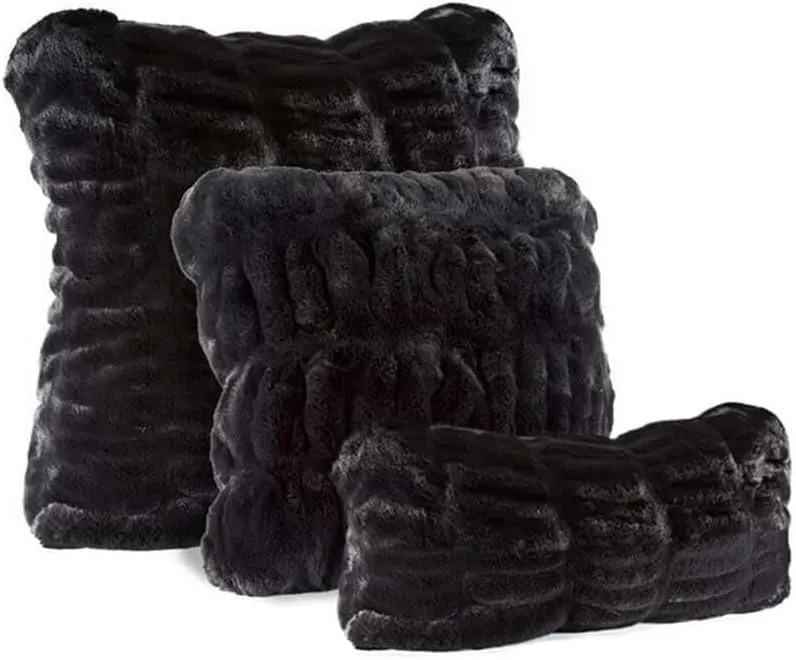 Fabulous-Furs Donna Salyers Couture Collection Onyx Mink Faux Fur Pillows, Onyx, 18x18