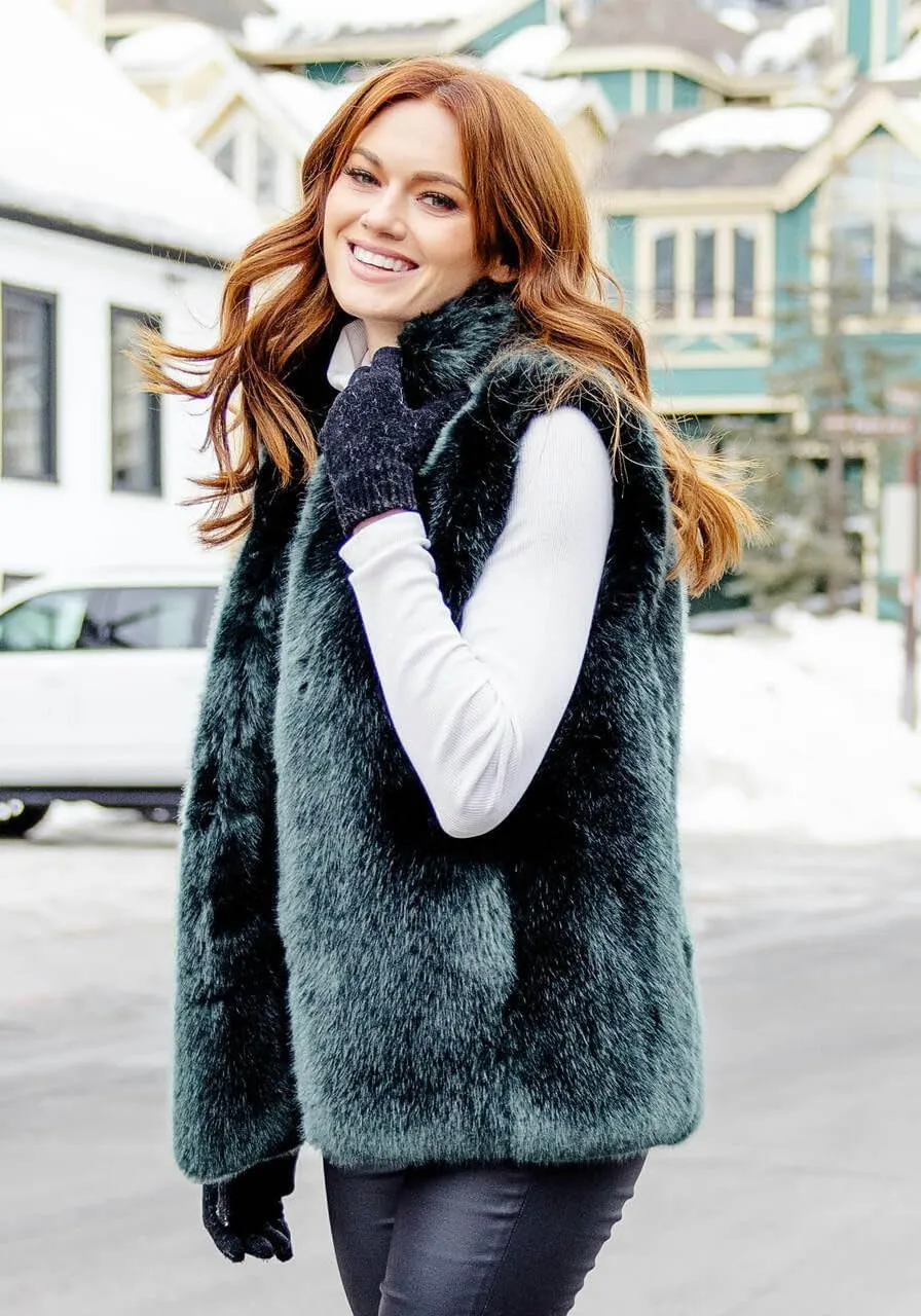 Fabulous-Furs Donna Salyers Rose Quartz Mink Faux Fur Couture Hook Vest