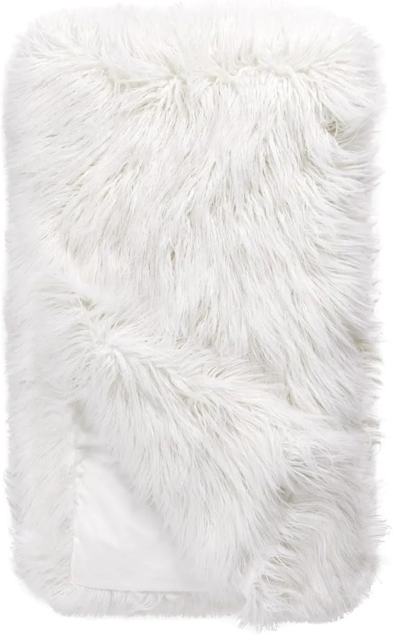 Fabulous-Furs Donna Salyers Signature Series White Tibetan Lamb Faux Fur Throws, White Tibetan Lamb, 60x86