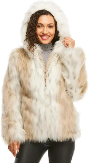 Fabulous-Furs Donna Salyers Snow Lynx Faux Fur Hooded Parka, Snow Lynx, Small