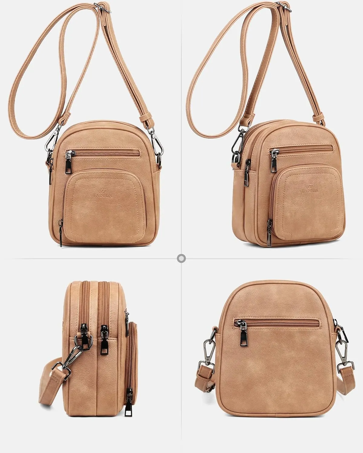 FADEON Small Purses for Women Crossbody Bags, Designer PU Leather Mini Cross Body Purse Travel Shoulder Bag Card Slots