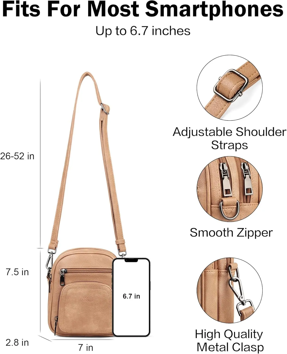 FADEON Small Purses for Women Crossbody Bags, Designer PU Leather Mini Cross Body Purse Travel Shoulder Bag Card Slots
