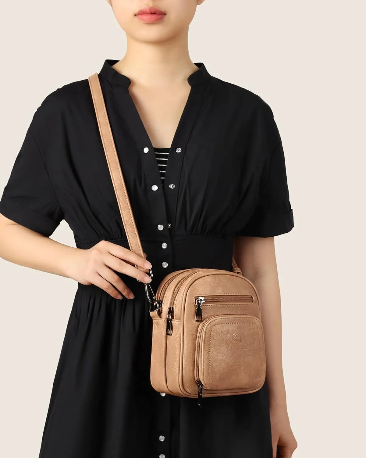 FADEON Small Purses for Women Crossbody Bags, Designer PU Leather Mini Cross Body Purse Travel Shoulder Bag Card Slots