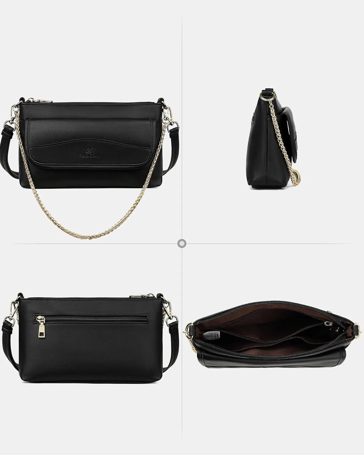 FADEON Wristlet Clutch Purses for Women,Vegan Leather Crossbody Bags Designer Women Wallet Purse with Chain Strap