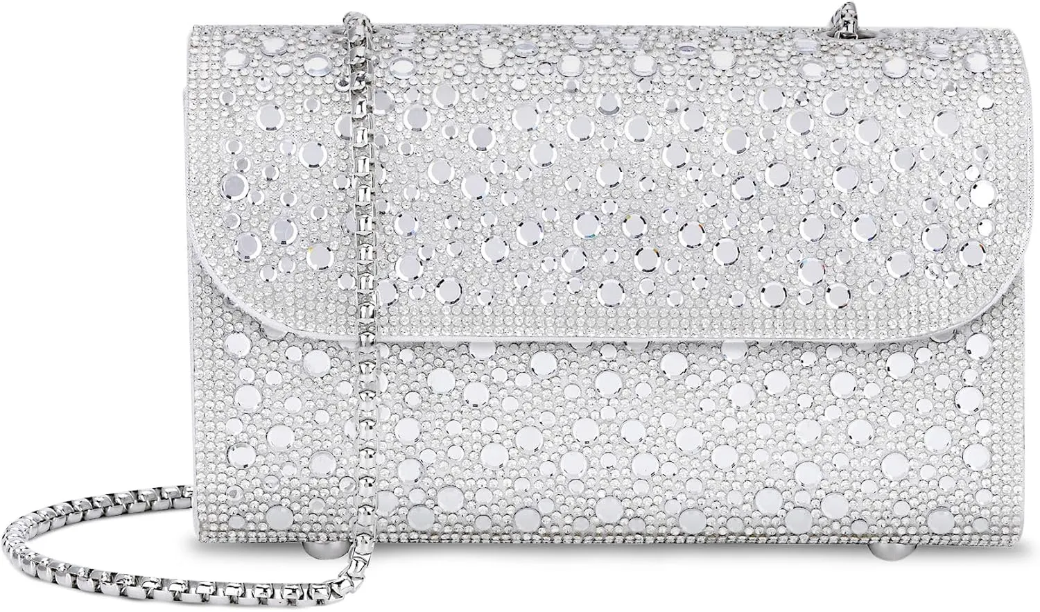 FALETO Evening Bag for Women Sparkly Shoulder Bag Rhinestone Clutch Purse with Detachable Chain