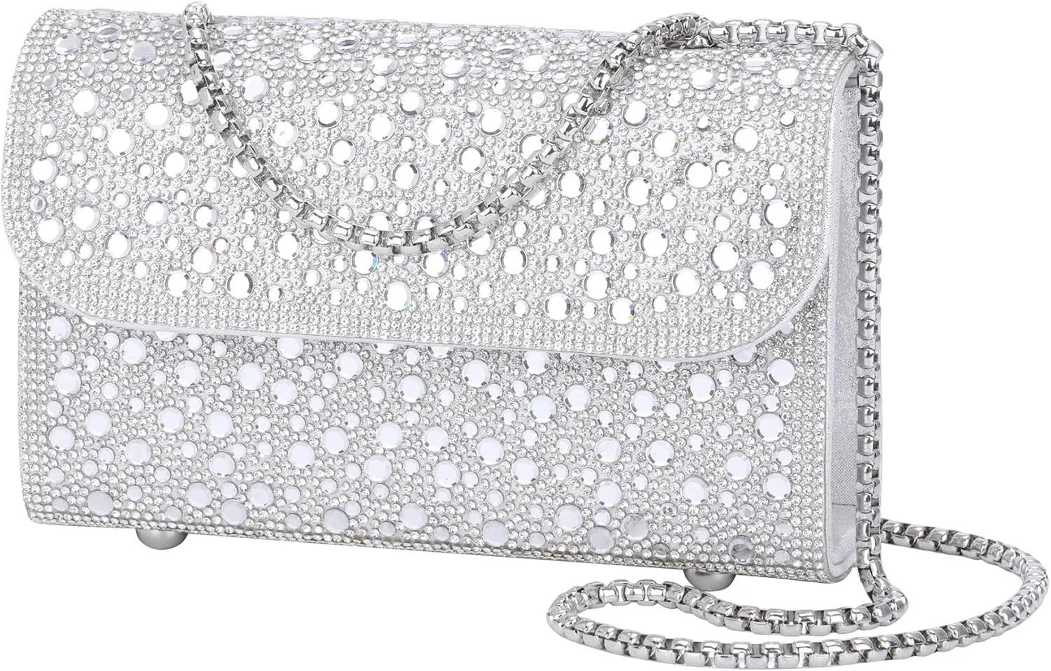 FALETO Evening Bag for Women Sparkly Shoulder Bag Rhinestone Clutch Purse with Detachable Chain