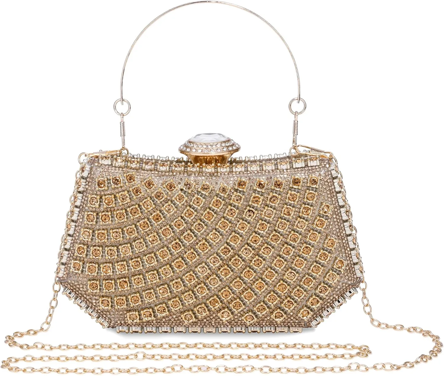 FALETO Rhinestone Clutch for Women Evening Bag Sparkly Glitter Purse for Bridal Wedding Party Crystal Handbag