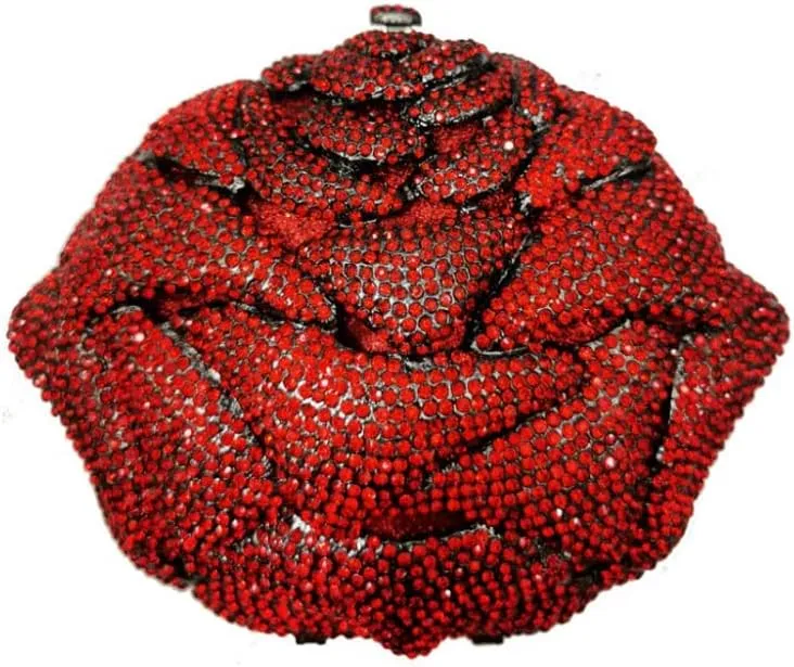 Fancy Rose Women Crystal Clutch Bags Wedding Rhinestone Classical Evening Bag Prom Cocktail Party Handbag and Purse