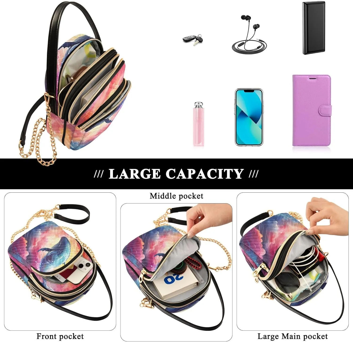 Fantasy Flowers And Birds Womens Shoulder Purse, Crossbody Shoulder Bag, Crossbody Handbags for Women