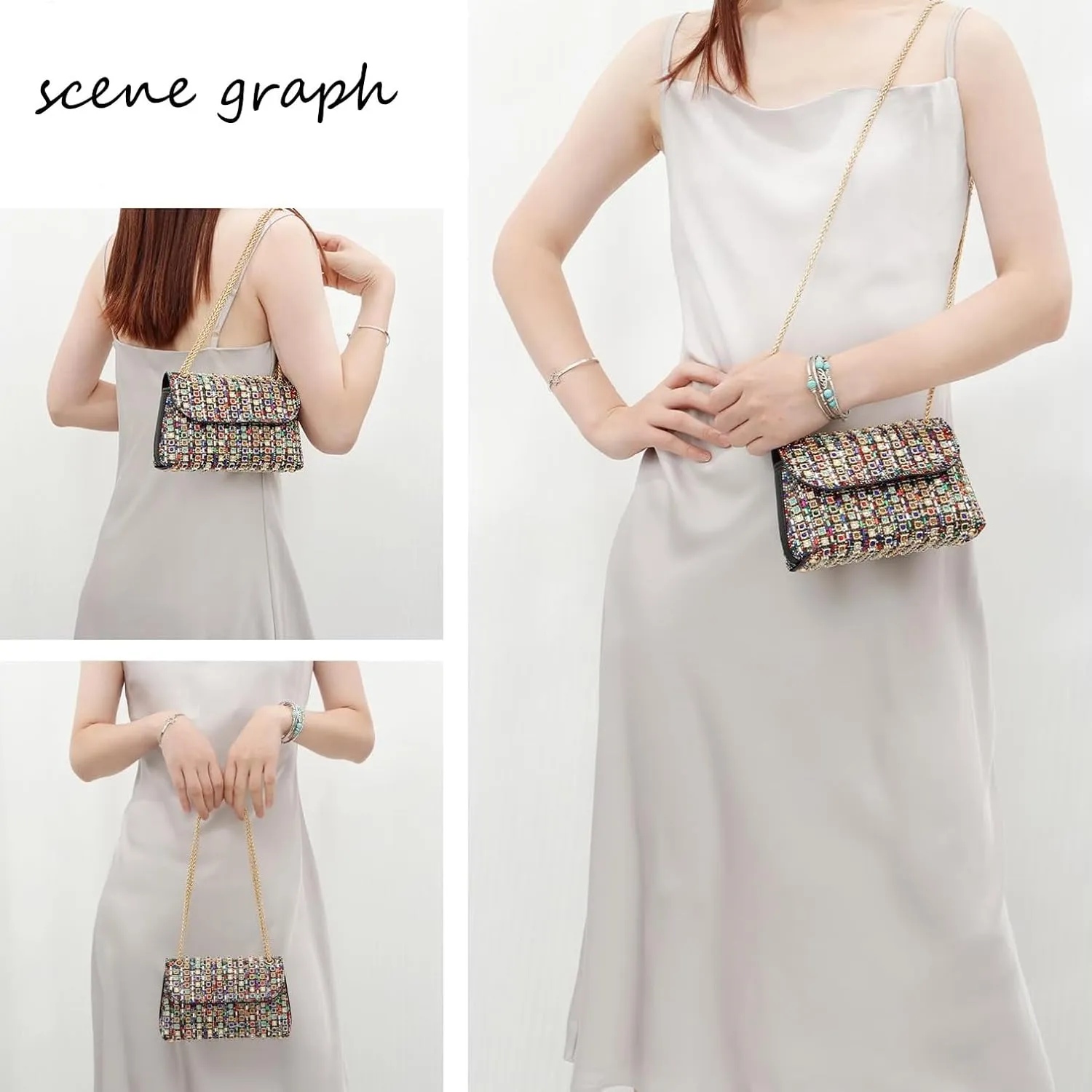 Fashion Dinner Bag Diamond-Encrusted Hand Bag Delicate Senior Sense Square Women's Hand Bag Shoulder Bag Crossbody Bag