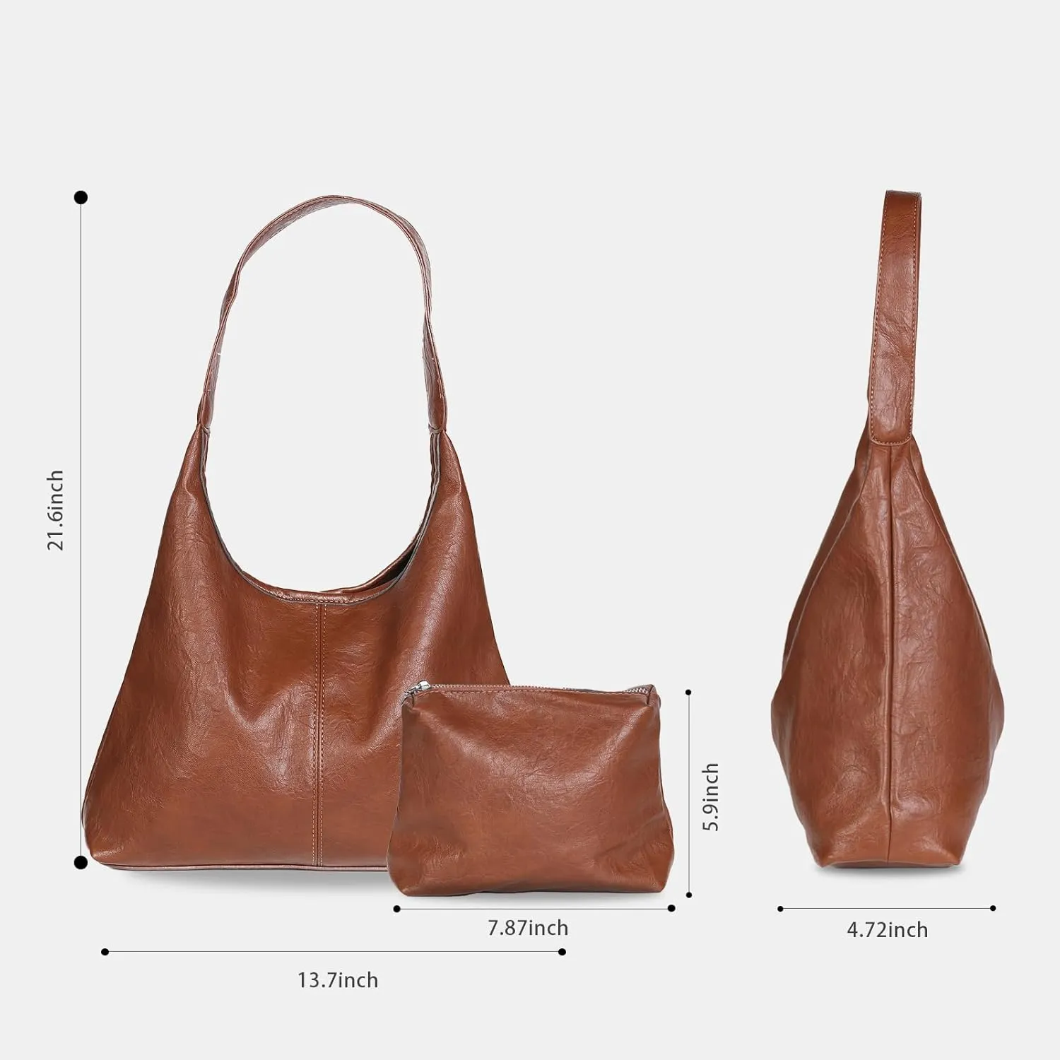 Fashion Women's Tote Bag with Smaller Inner Bag - Pockets, Fixed Length Strap for Hand or Shoulder Carry
