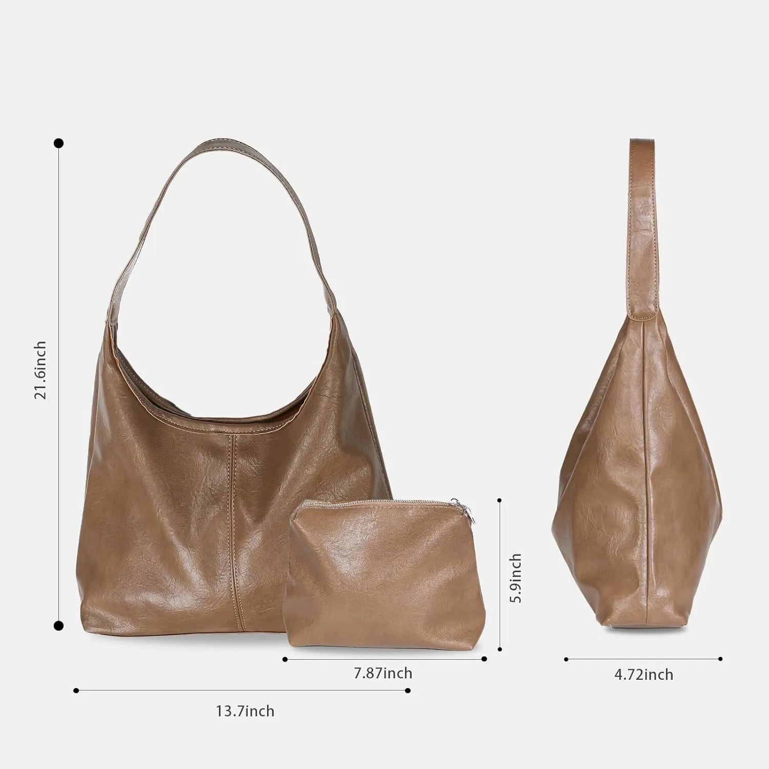 Fashion Women's Tote Bag with Smaller Inner Bag - Pockets, Fixed Length Strap for Hand or Shoulder Carry