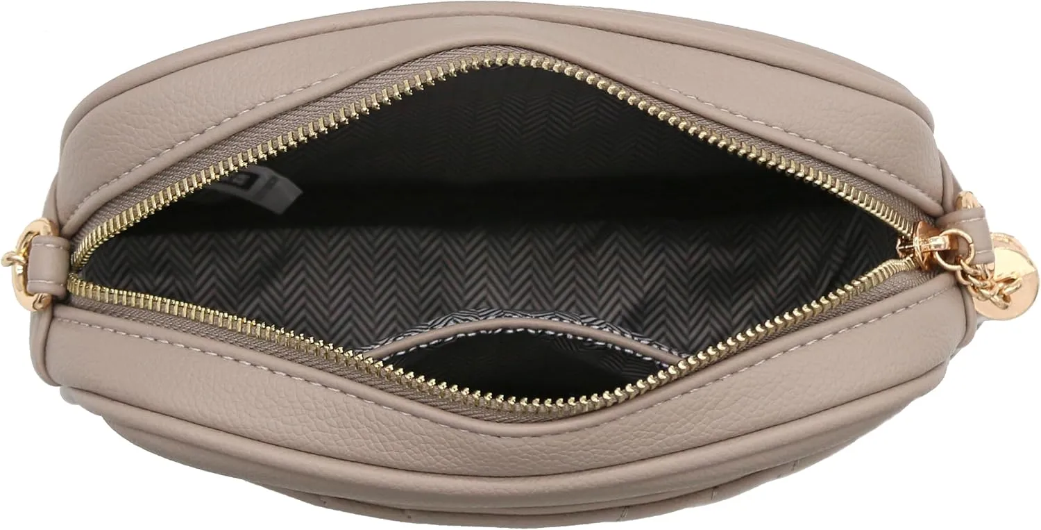 FashionPuzzle Chevron Quilted Crossbody Camera Bag with Chain Strap and Tassel