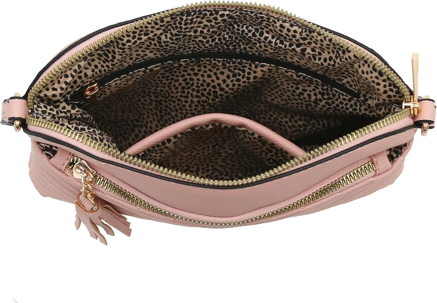 FashionPuzzle Chevron Quilted Medium Crossbody Bag with Tassel Accent