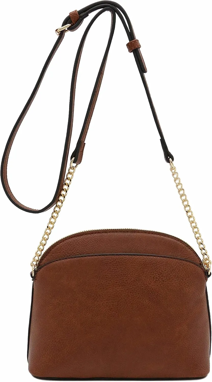 FashionPuzzle Leopard Paisley Print Small Dome Crossbody with Chain Strap
