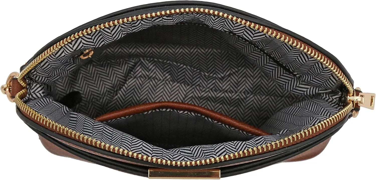 FashionPuzzle Leopard Paisley Print Small Dome Crossbody with Chain Strap