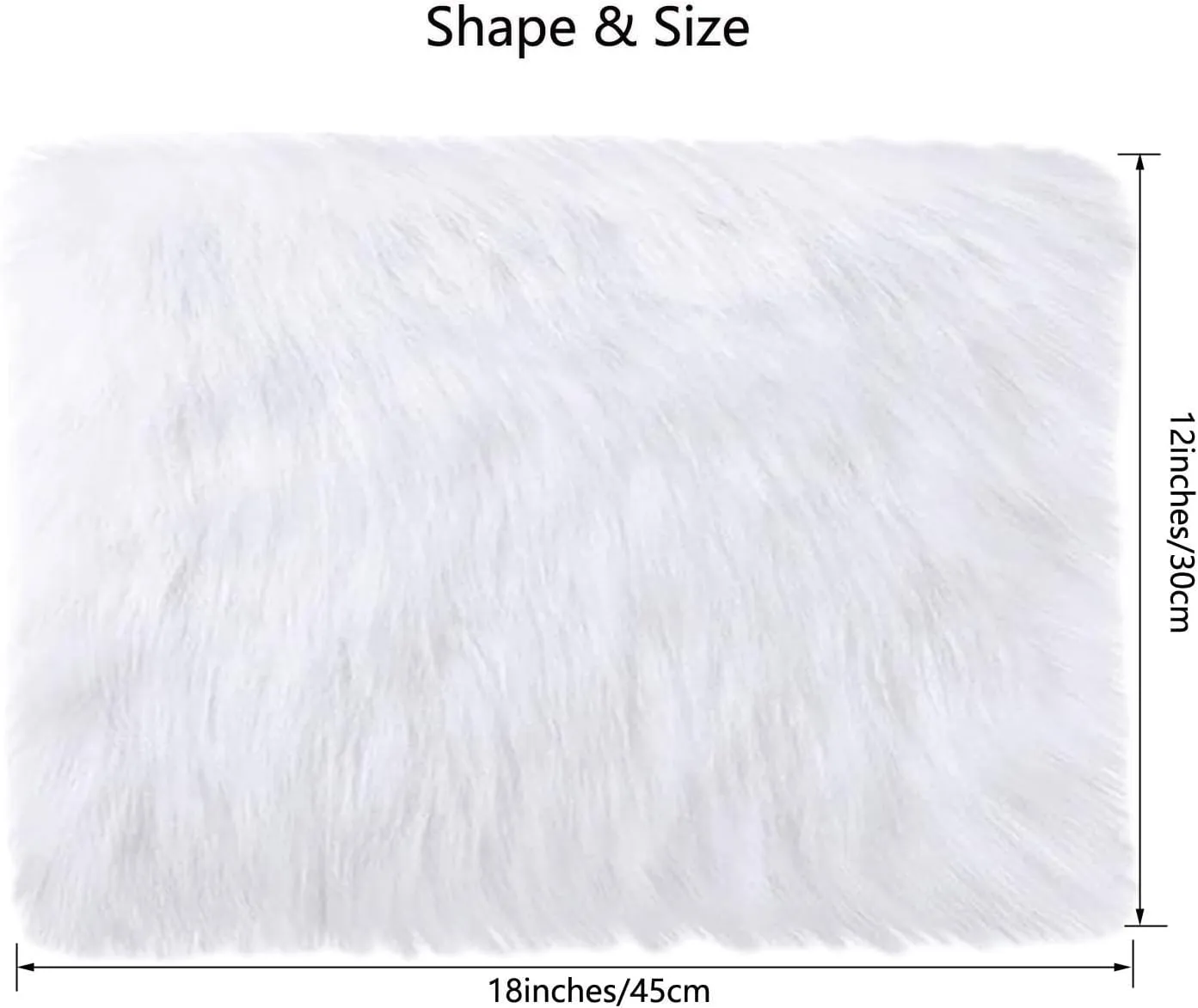 Faux Fur Placemats White Fur Table Runner Small Luxury Shaggy Sheepskin Table Linen Wedding Decor Designer Accessories Set of 2 (White, 18 x 12 inches)