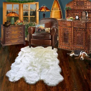 Faux Fur Sheepskin Area Rug, Soft Plush Shag, Carpet by Fur Accents, Shag Pelt Rug, White 5'x7'