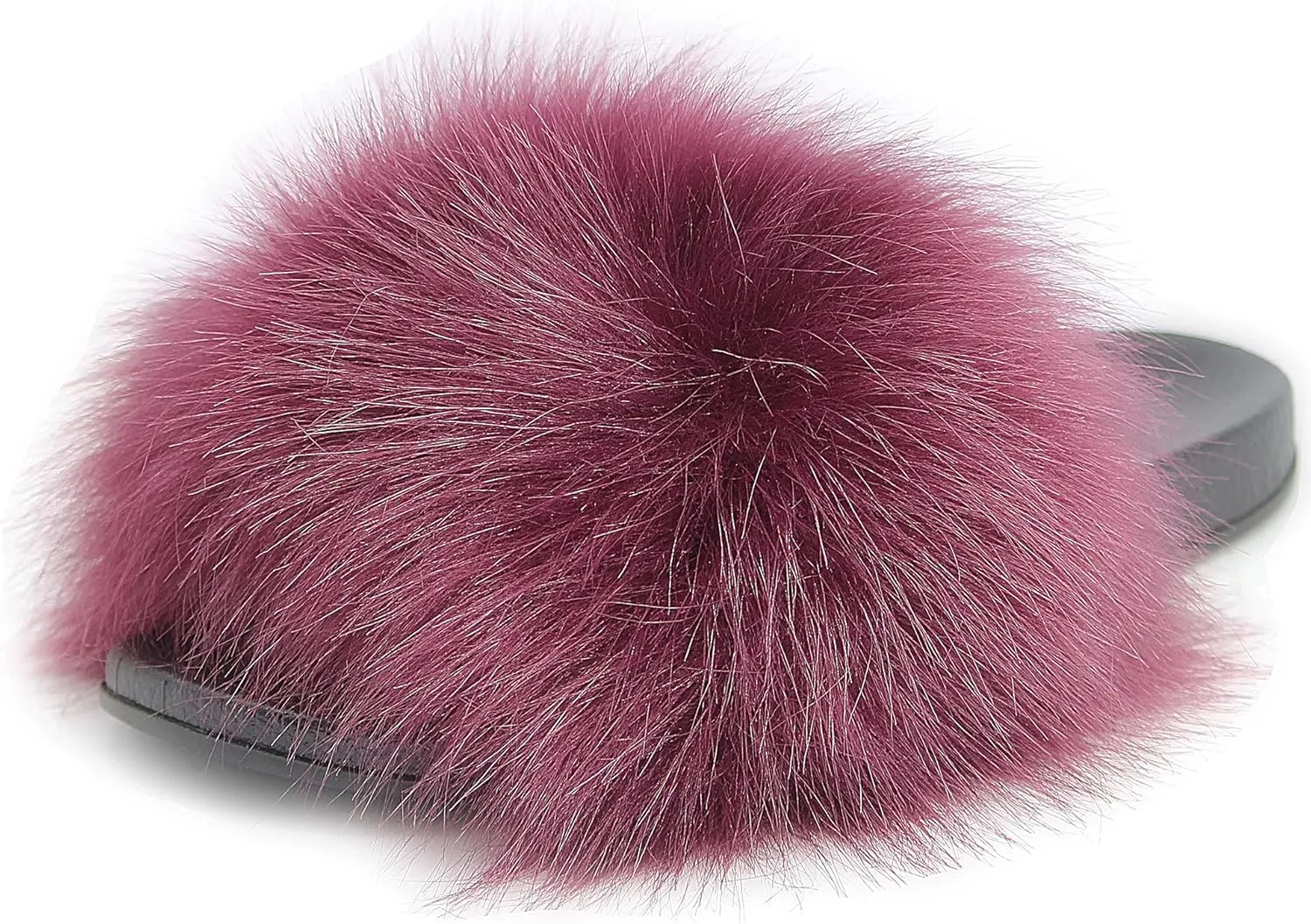 Faux Fur Slides for Women, Fuzzy Slippers Fluffy Sandals Furry House Shoes Indoor Outdoor