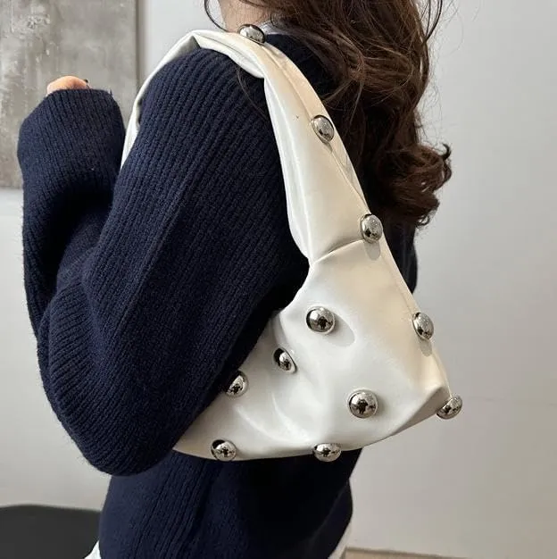 Faux Leather Bag Women Y2K Vintage Gothic Purse Rivet Handbag Punk Grunge Crossbody Shoulder Bag
