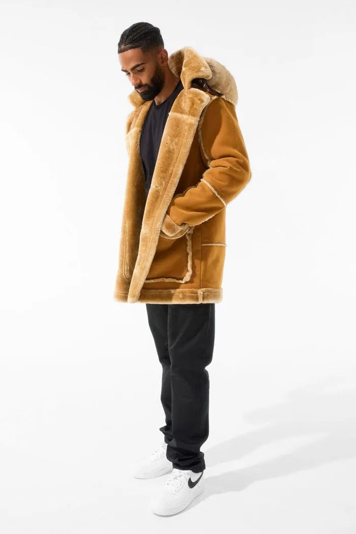 Faux Suede Shearling Coat, Cognac