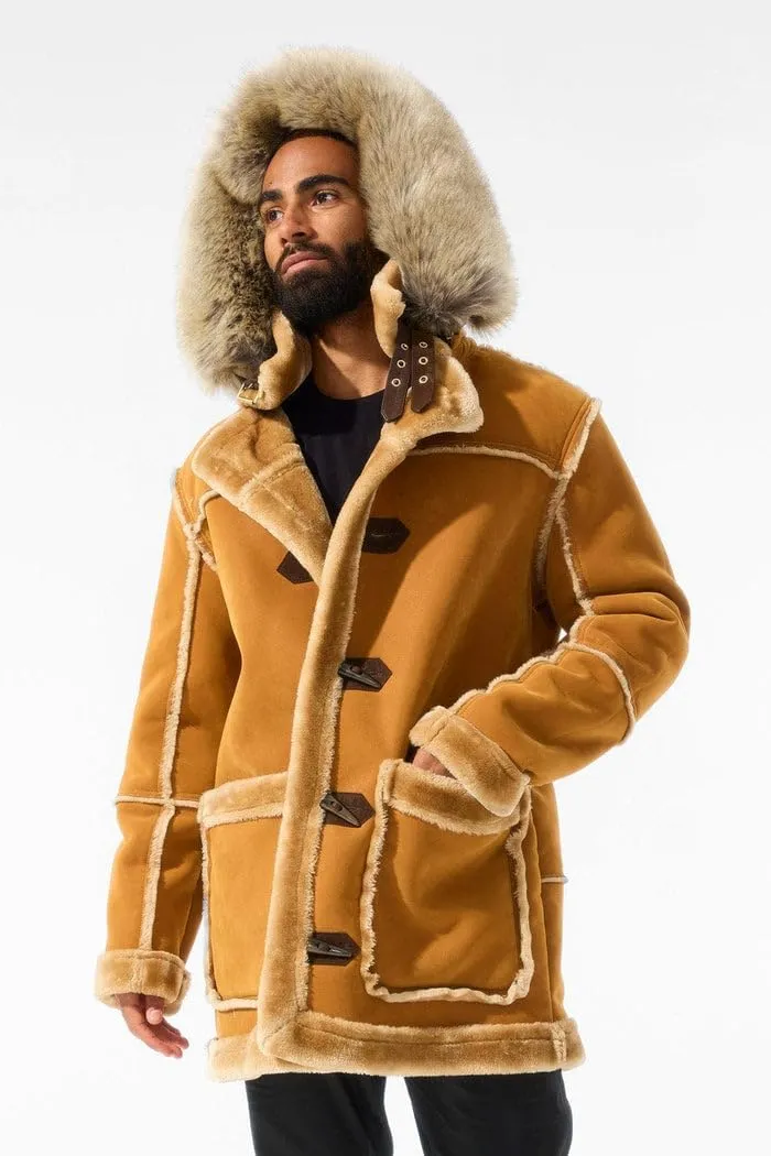 Faux Suede Shearling Coat, Cognac