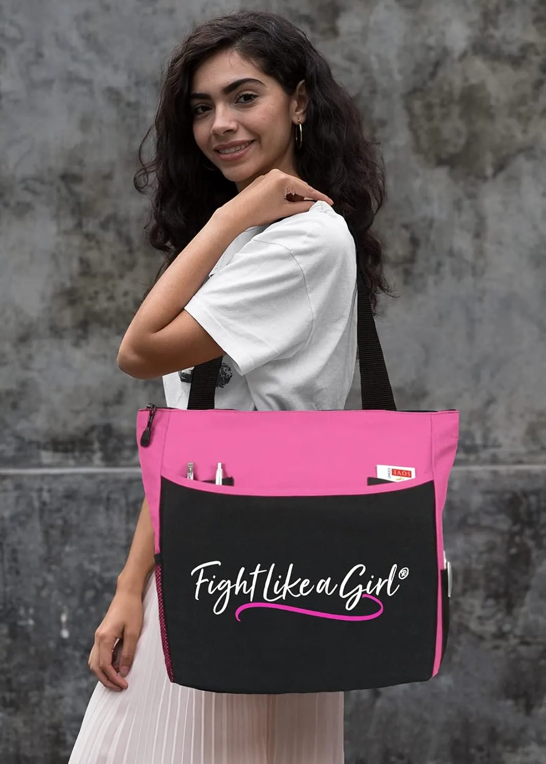 Fight Like a Girl Script Dakota 5-Pocket Tote Bag