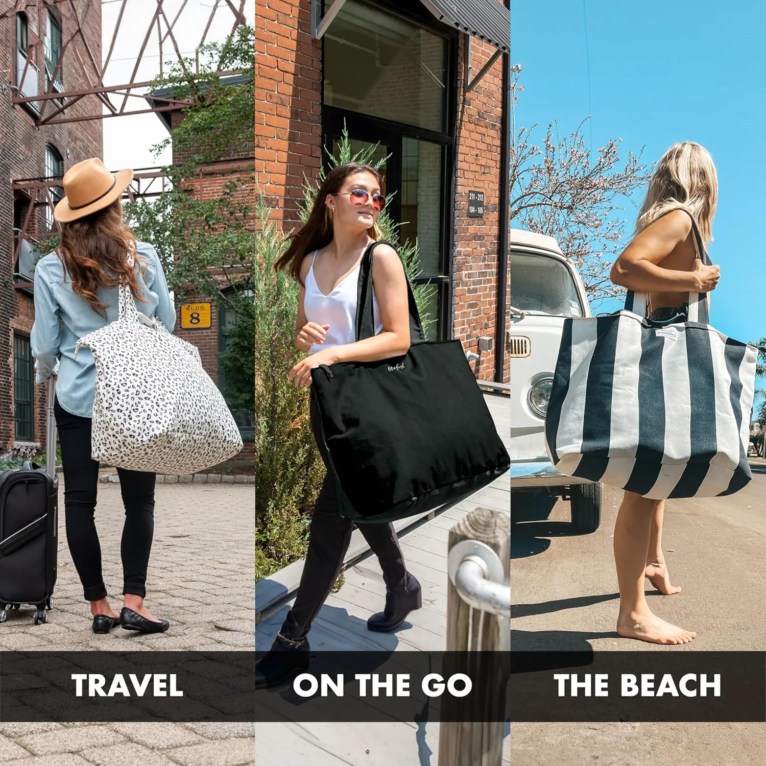 Fit & Fresh Large Beach Bag for Women - Extra Large Travel Tote With Pockets