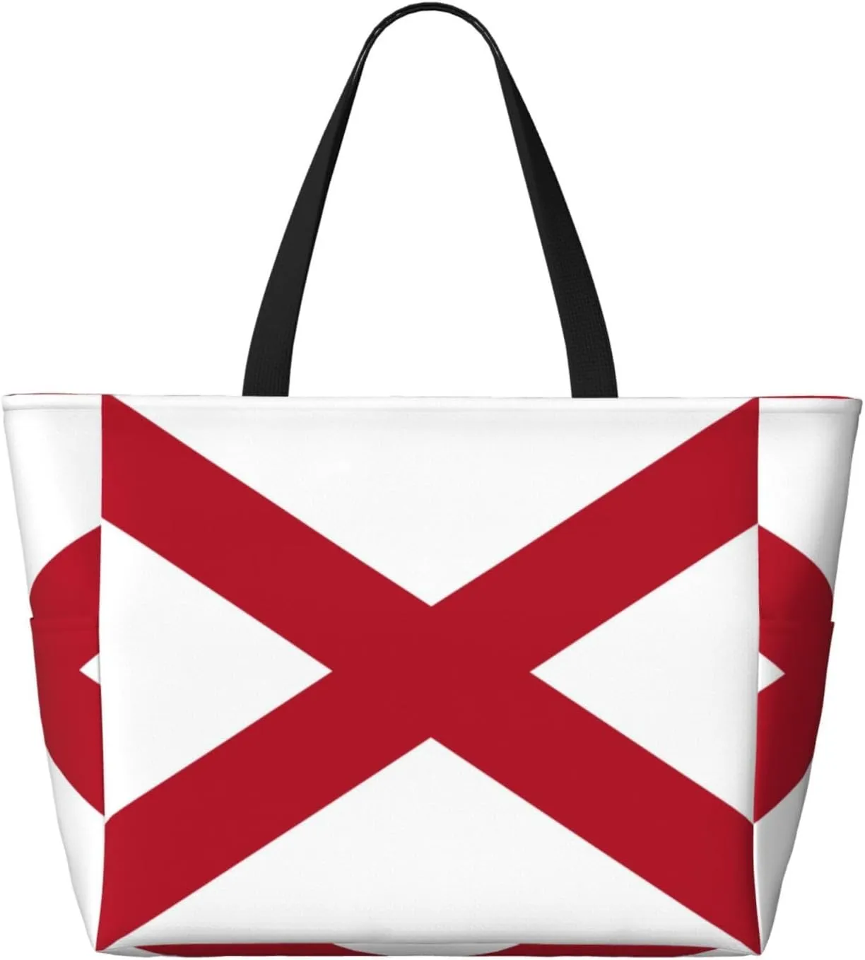 Flag Beach Tote Pool Bags for Women-Cute National Flag Large Grocery Tote Travel Reusable Handbags,7 Pockets, Zipper